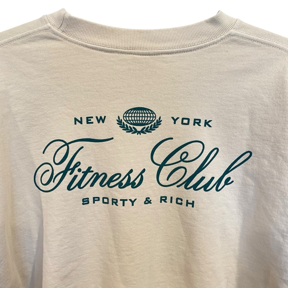Sporty & Rich New York Fitness Club Crewneck Sweatshirt In Cream - Picture 6 of 9